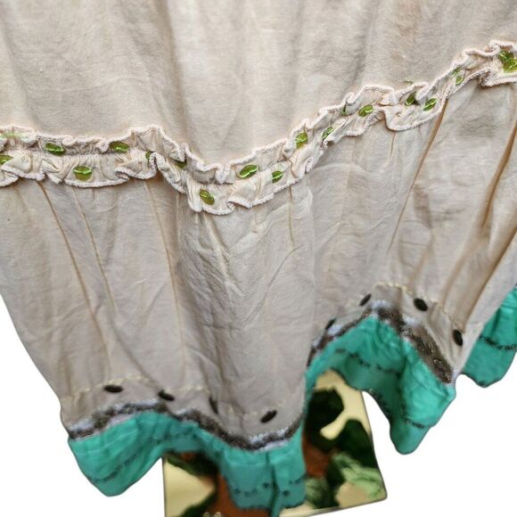 Vintage Y2K Hazel Maxi Hippie Maxi Peasant Skirt Womens Size L Tan Multi - Picture 4 of 10